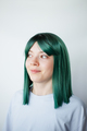 Зелена рівна перука середня довжина колорування (927-1B-2610) Зображення